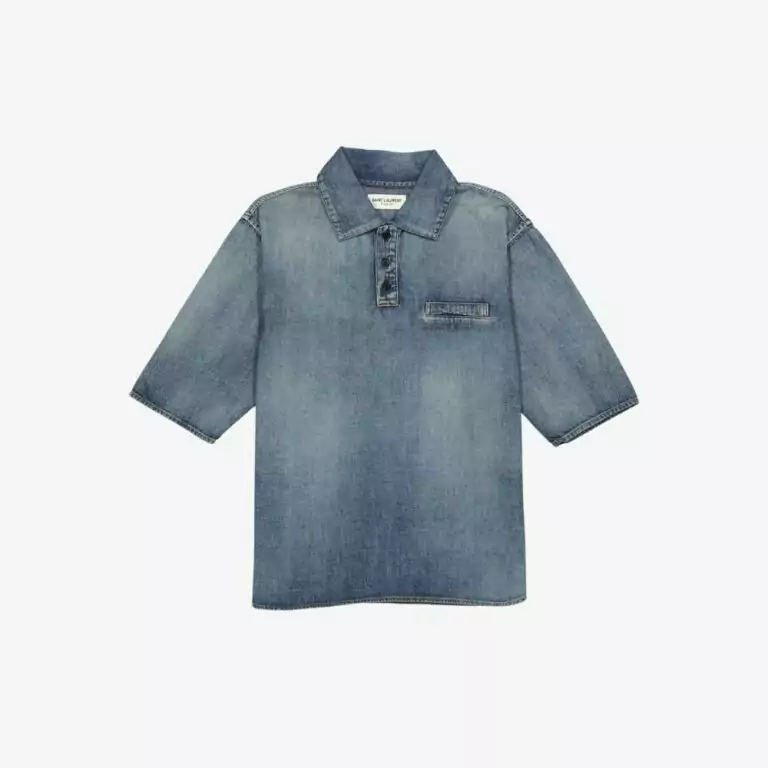 Áo polo denim ngắn tay