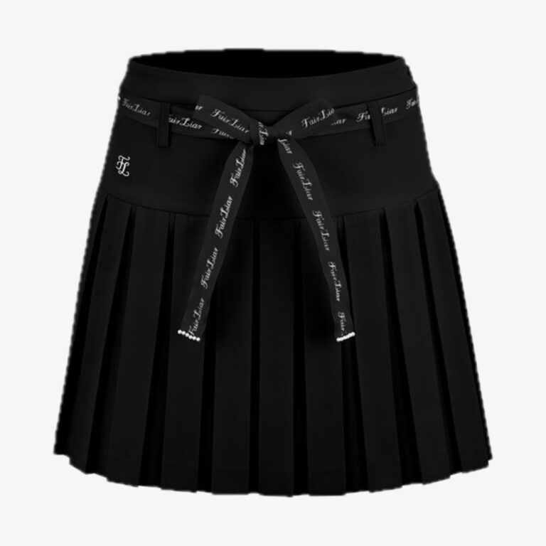 Chân Váy Ribbon Belt High-Waist Double Pleats Skirt
