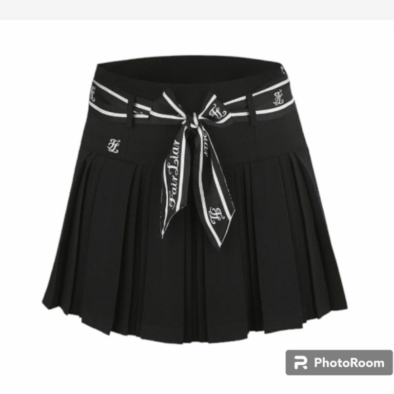 Flower Belt High-Waist Pleats Skirt