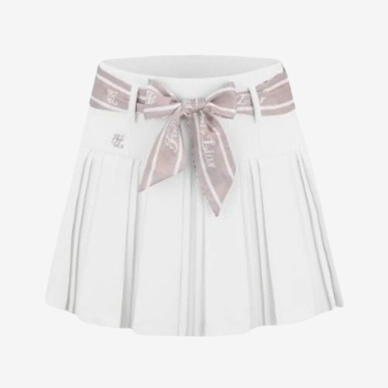 Flower Belt High-Waist Pleats Skirt