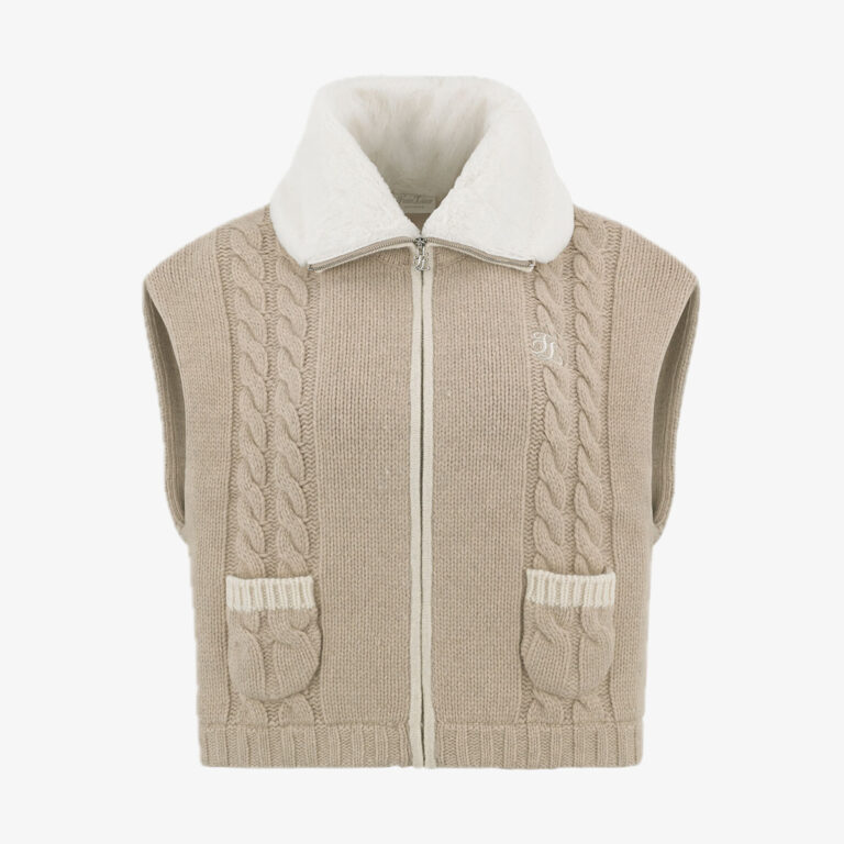 Áo Khoác Fur collar windproof zip-up vest