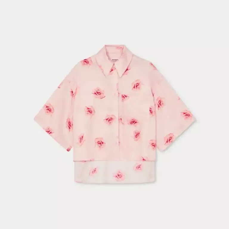 KENZO ROSE’ CROPPED DROPPED SHOULDERS SHIRT