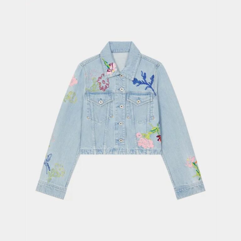 KENZO DRAWN FLOWERS’ EMBROIDERED TRUCKER JACKET