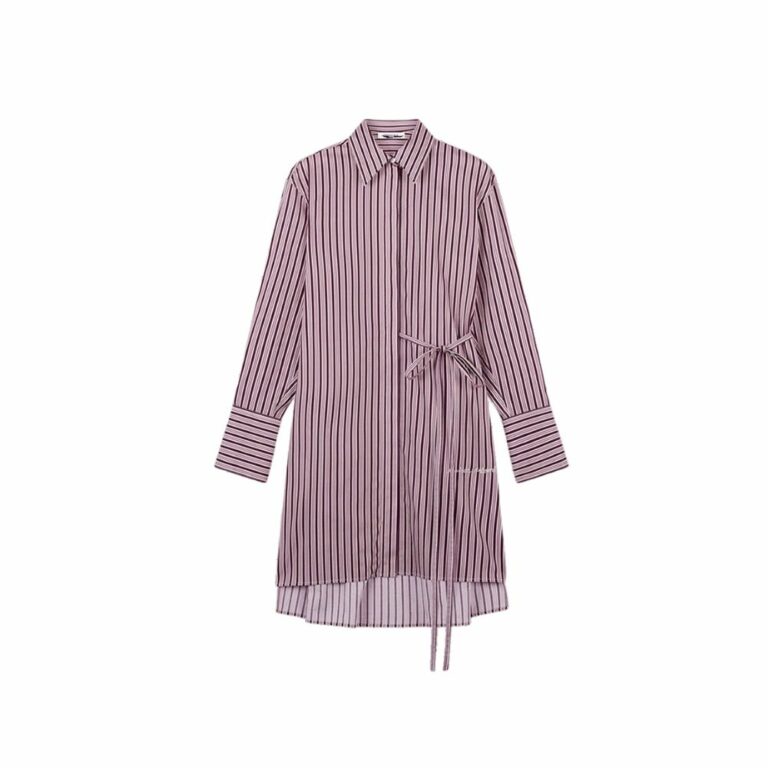 Váy Knee Shirt Dress In Striped Cotton Twill With