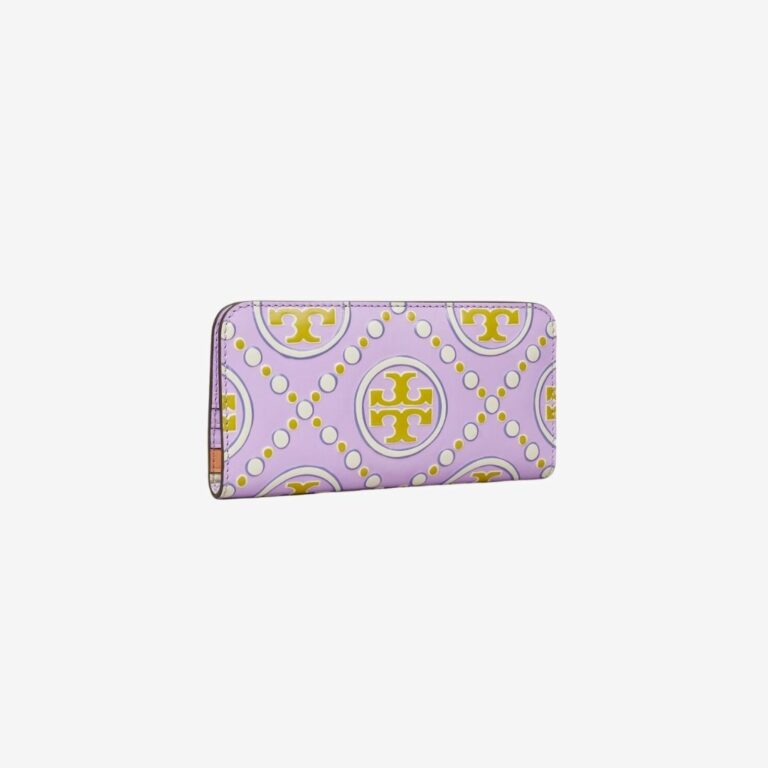 Ví T Monogram Contrast Embossed Zip Slim Wallet