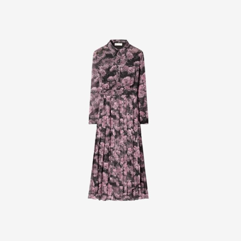 Váy Printed Pleated Silk Dress