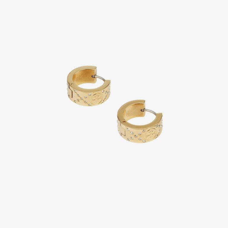 Khuyên Tai Small T Monogram Pave Hoop Earring