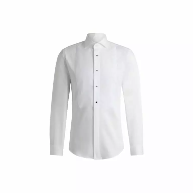 Áo sơ mi dáng slim-fit chất satin cotton Ý