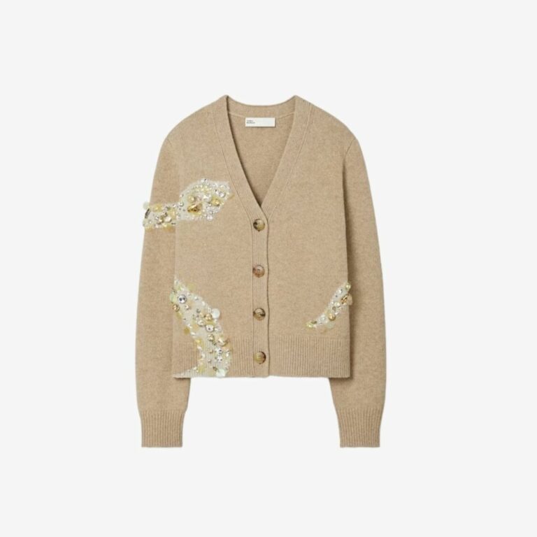 Áo Embellished Wool Cardigan