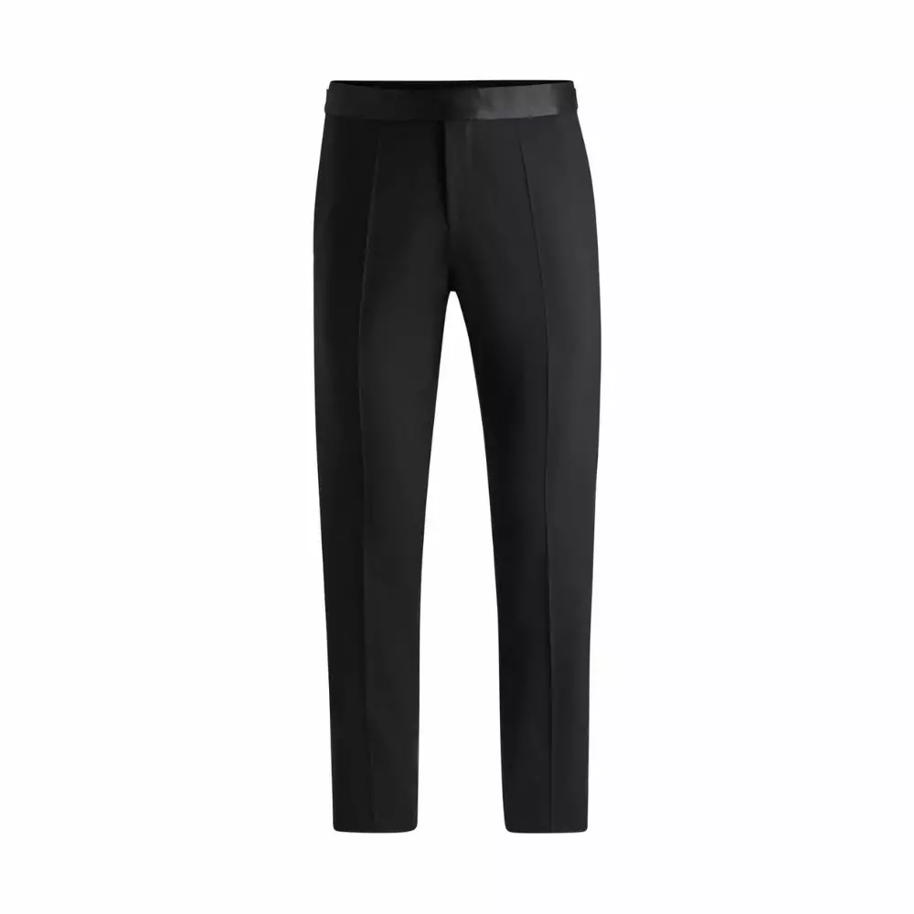 Quần tây tuxedo dáng slim-fit bằng vải len co giãn