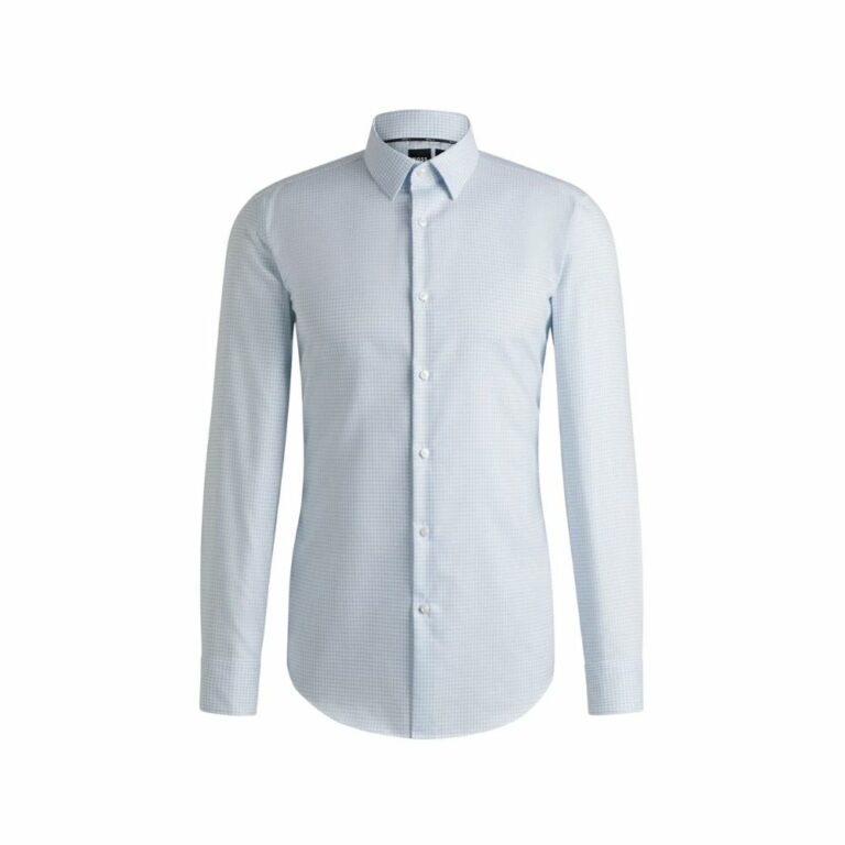 Áo sơ mi dáng slim-fit vải cotton Oxford có họa tiết