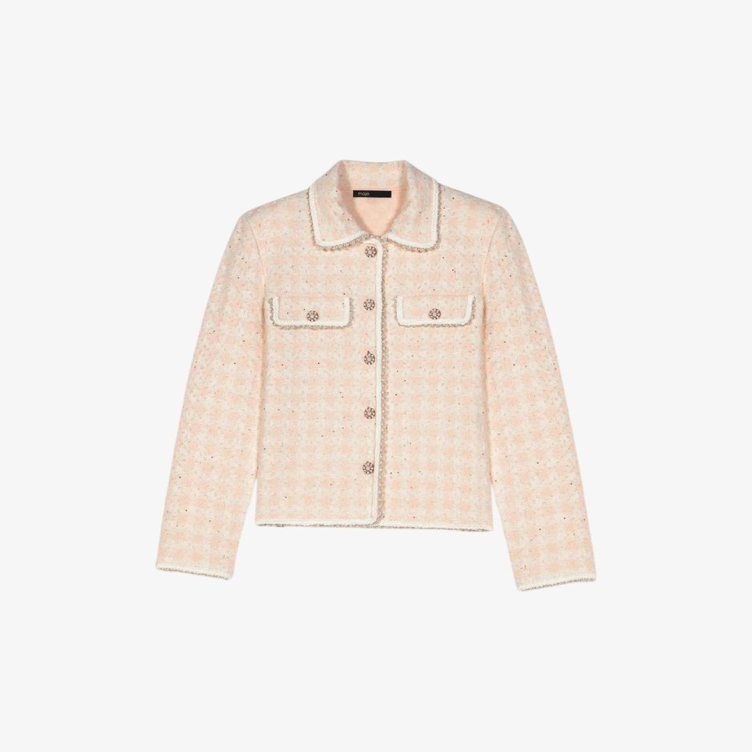 Gợi ý quà tặng 8/3 từ Tam Sơn 80 Áo khoác dệt kim caro hiệu ứng tweed