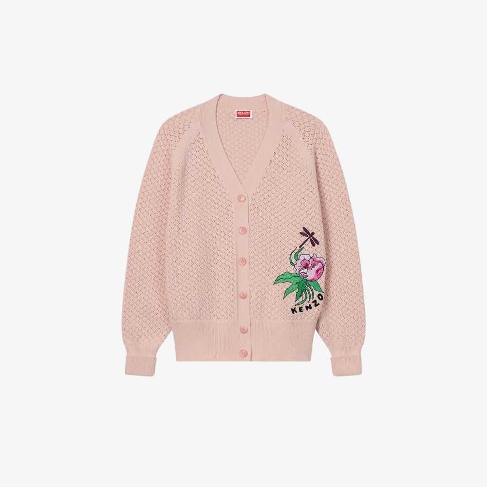 KENZO XUÂN HÈ 2025 34 Áo Len Cardigan Thêu KENZO Peonies