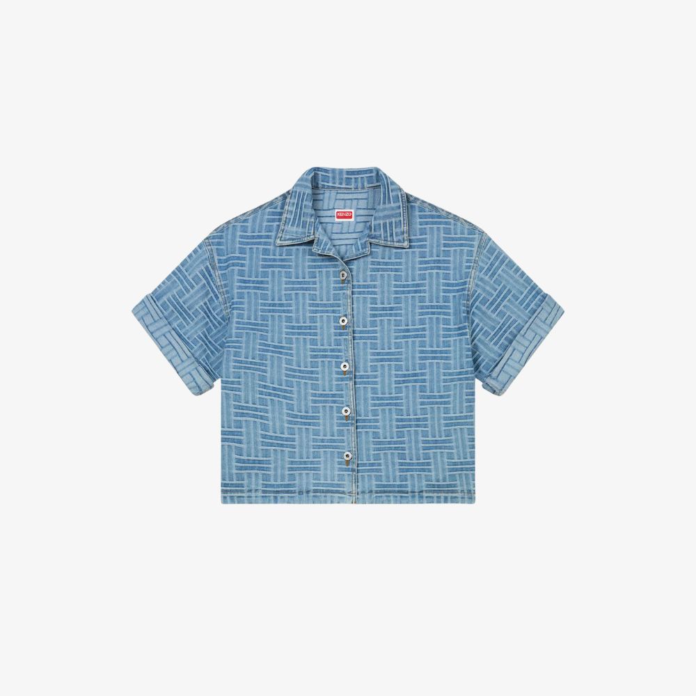 KENZO XUÂN HÈ 2025 12 Áo Sơ Mi Jacquard Denim Oversize KENZO Weave