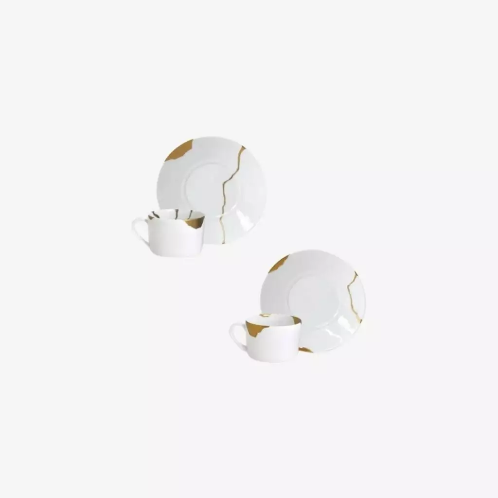 Bộ 2 cốc và đĩa Kintsugi