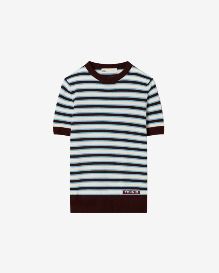 ÁO TENNIS CASHMERE NGẮN TAY SỌC