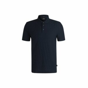 Áo polo cotton họa tiết monogram jacquard