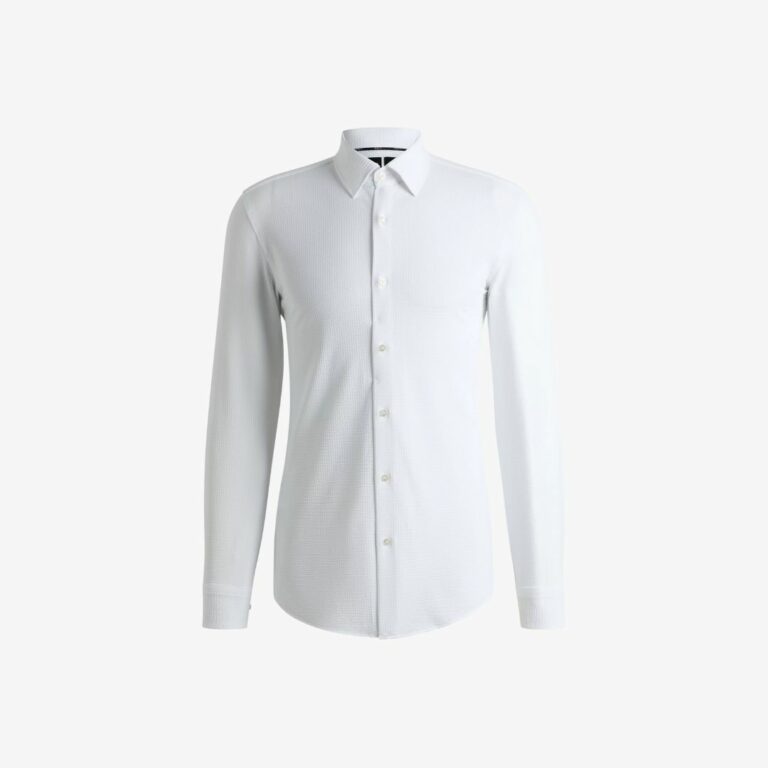 Áo sơ mi dáng slim-fit từ vải seersucker co giãn