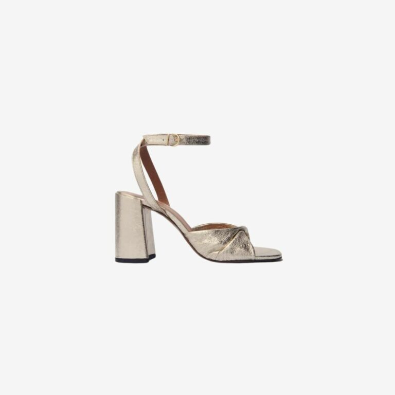 Sandal cao gót da trơn metallic ánh kim