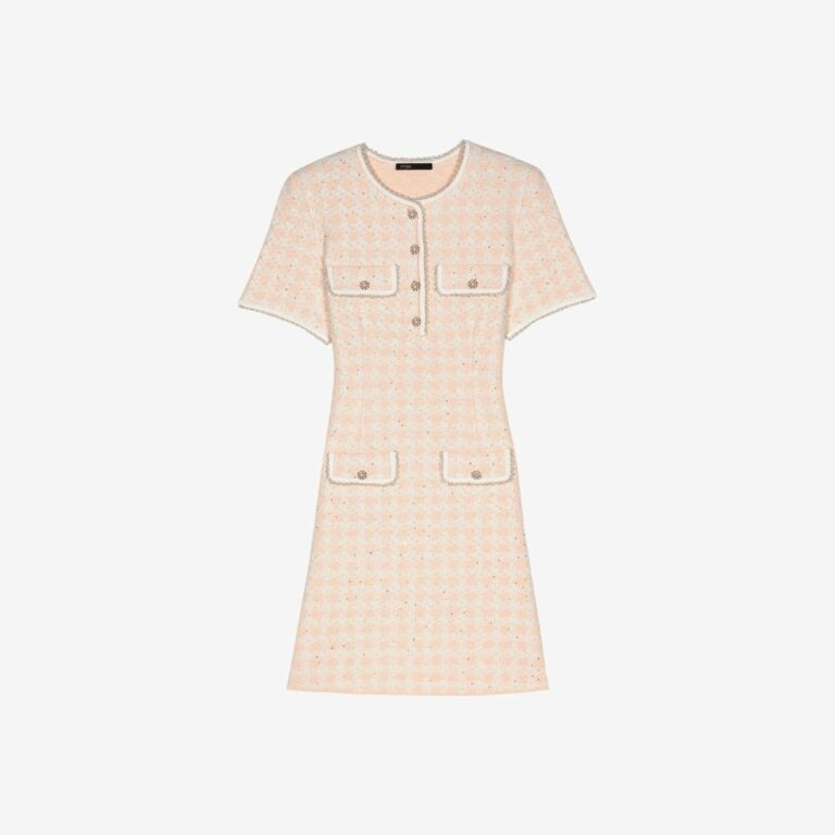Đầm ngắn dệt kim hiệu ứng vải tweed