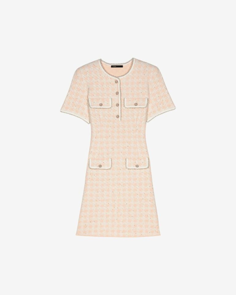 ĐẦM NGẮN DỆT KIM HIỆU ỨNG VẢI TWEED