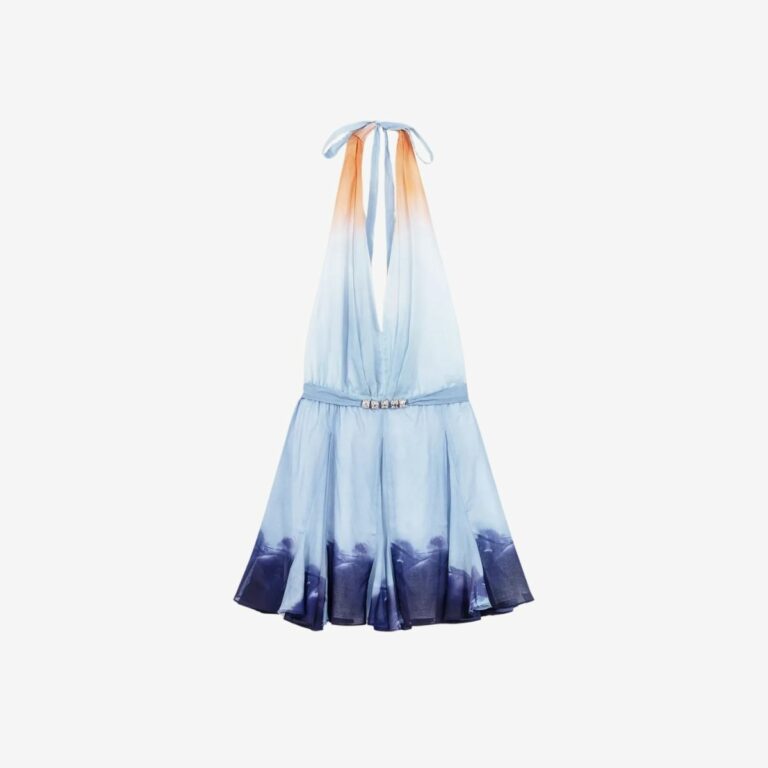 Đầm ngắn cổ yếm hở lưng vải loang tie-dye