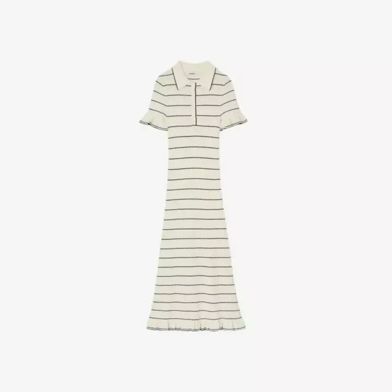 Đầm maxi dệt kim cổ polo