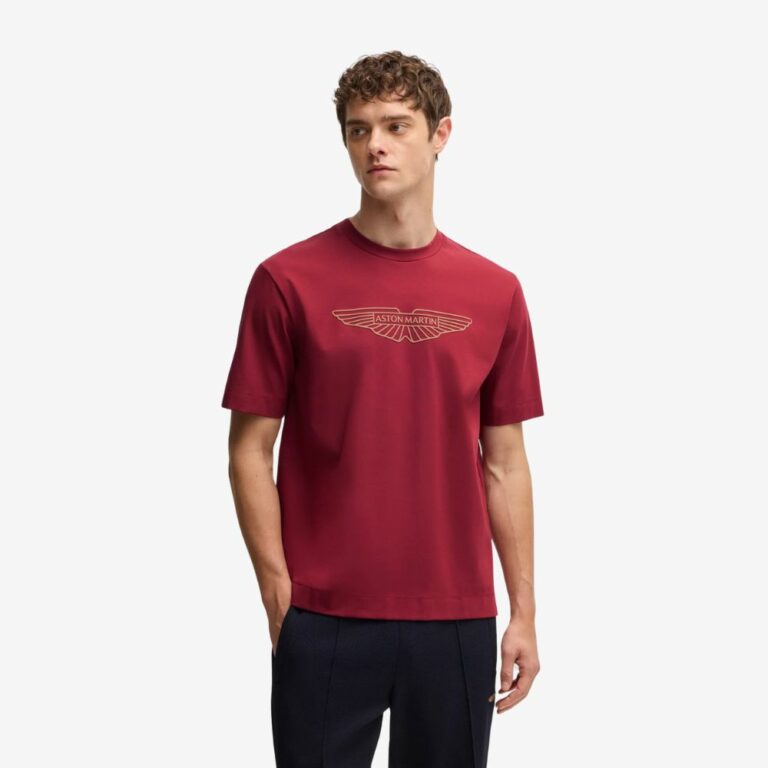 Áo thun cotton co giãn BOSS x Aston Martin với họa tiết logo