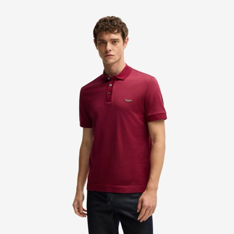 Áo polo vải cotton-lụa với jacquard degradé BOSS x Aston Martin