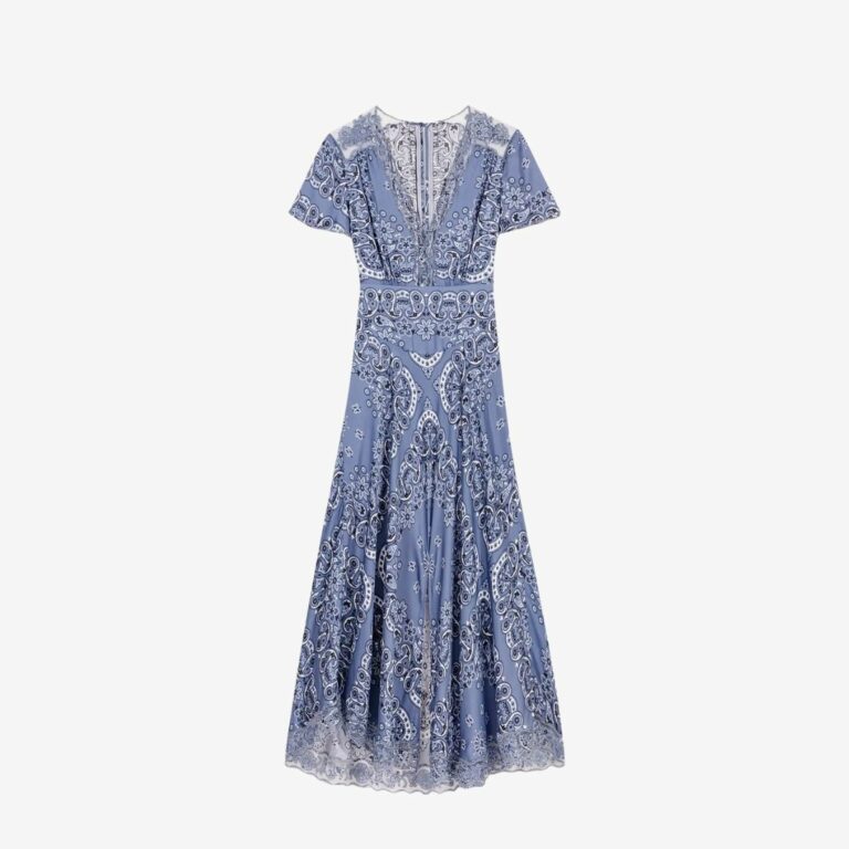 Đầm dài maxi satin lưng smock khoét