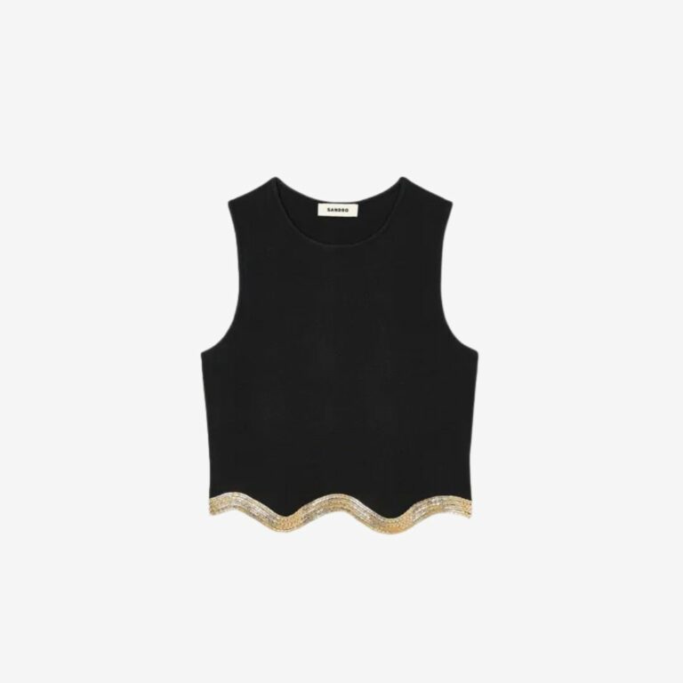 Áo Len Dáng Crop Phối Dây Xích