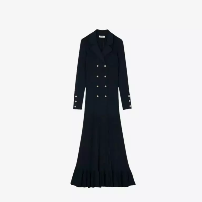Đầm maxi dệt kim cổ V