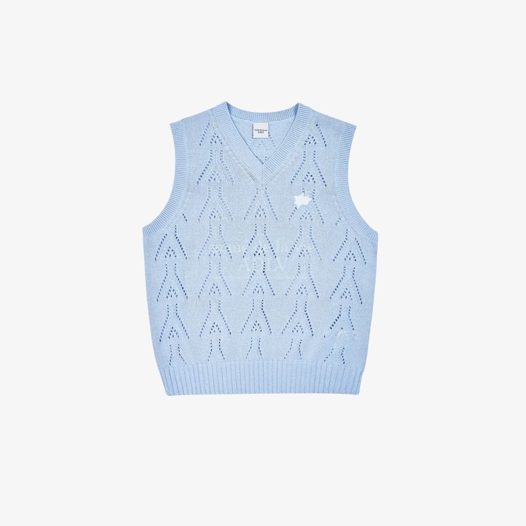 Áo vest len Logo Punching
