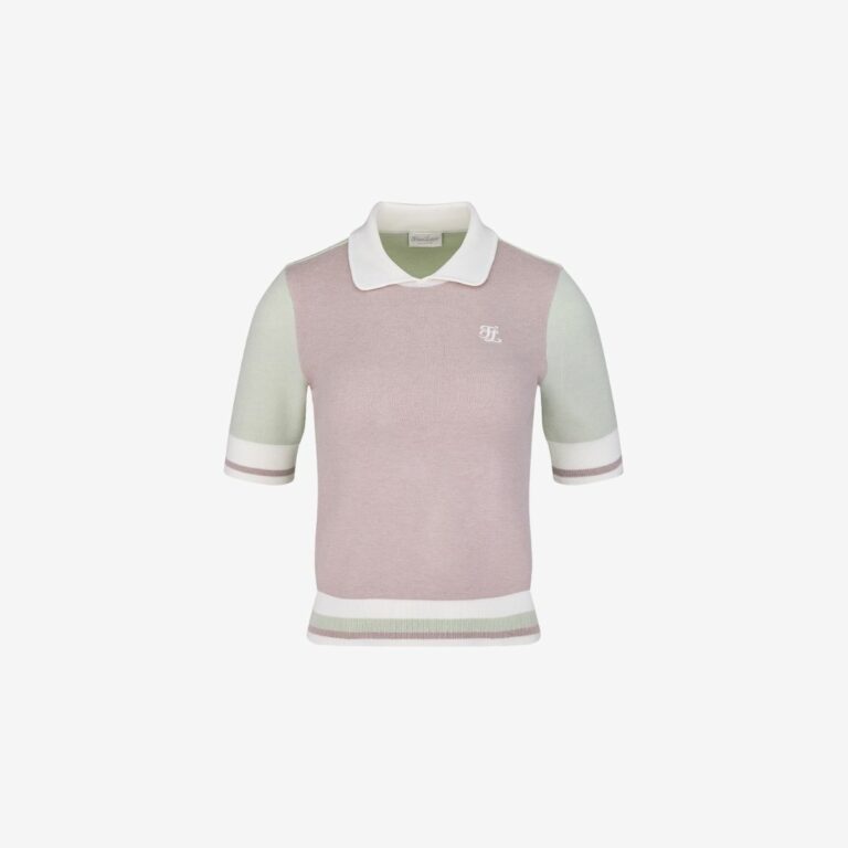 Áo polo crop đan màu khối