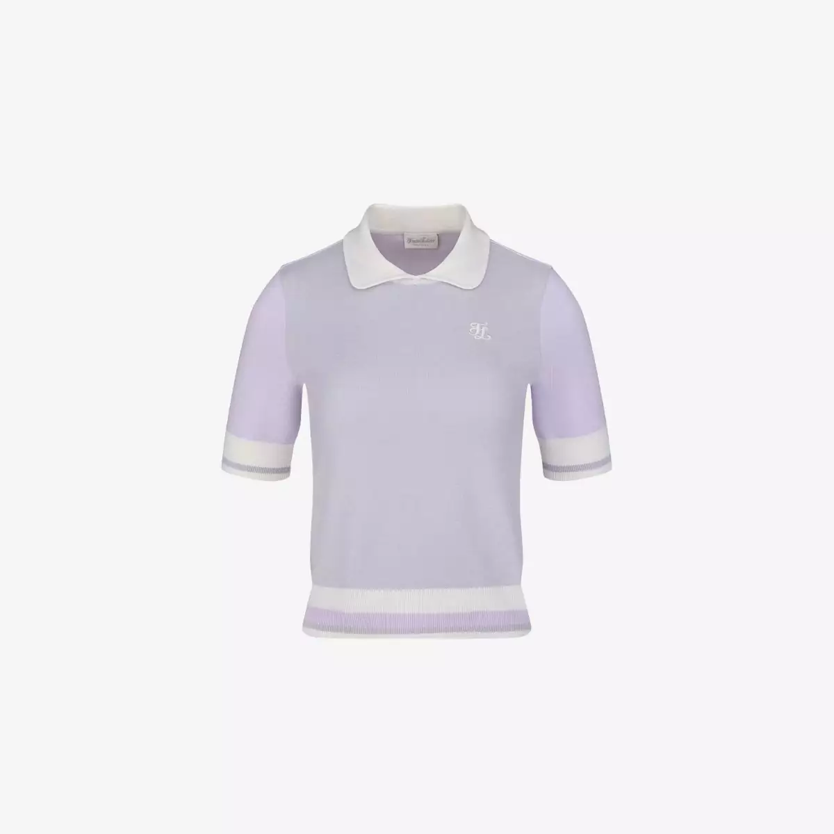 Áo polo cropped đan màu khối