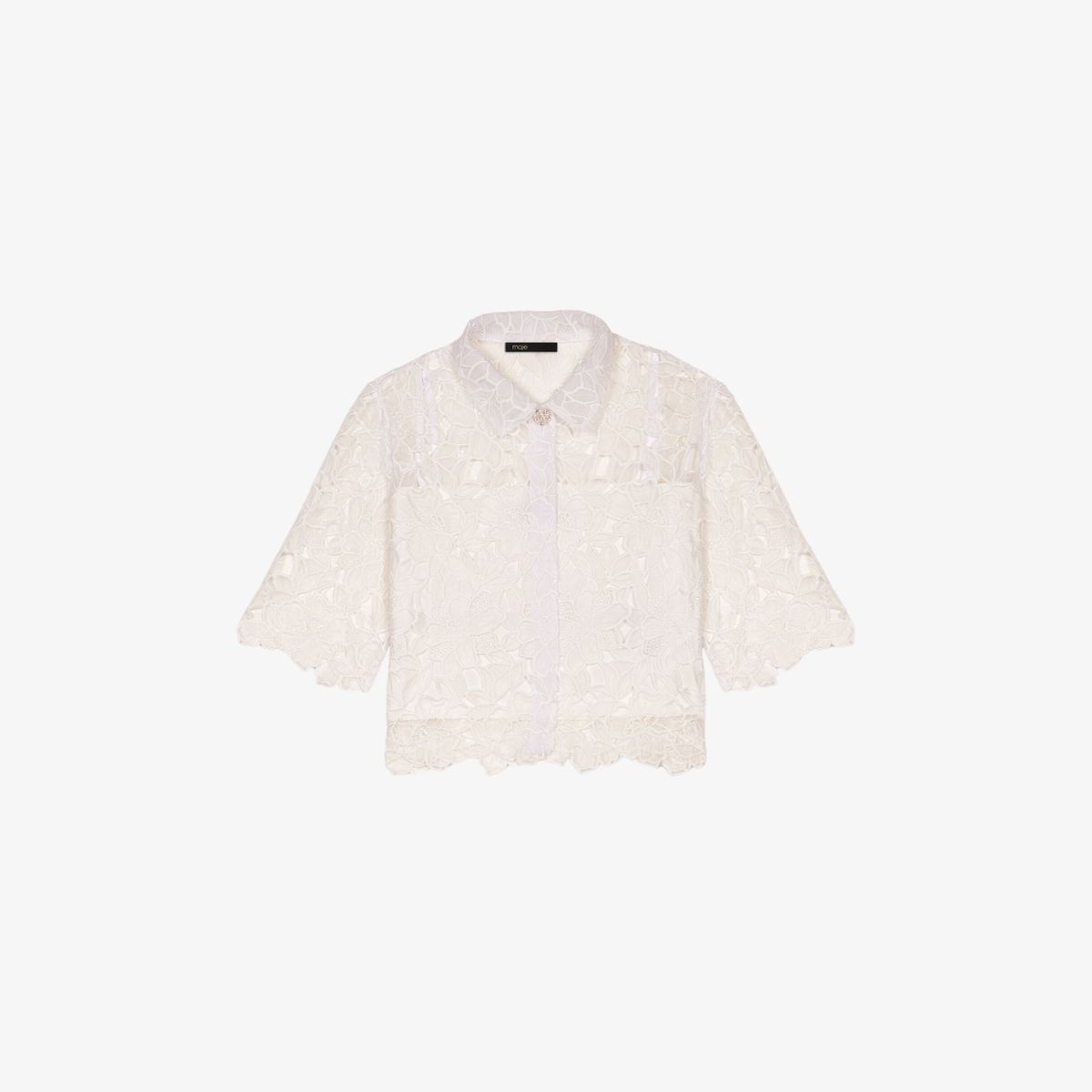 Áo blouse ren hoa dáng crop