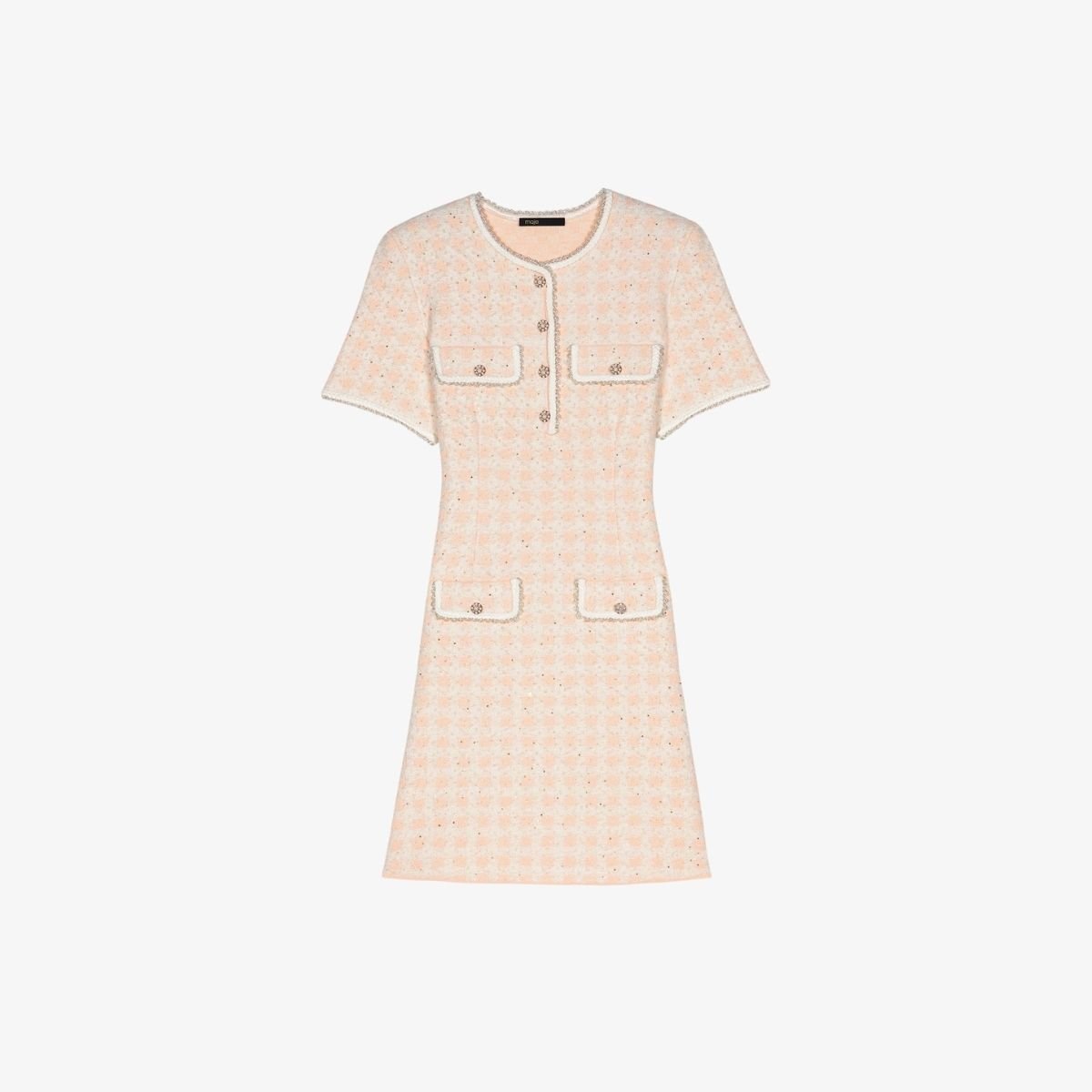 Đầm ngắn dệt kim hiệu ứng vải tweed