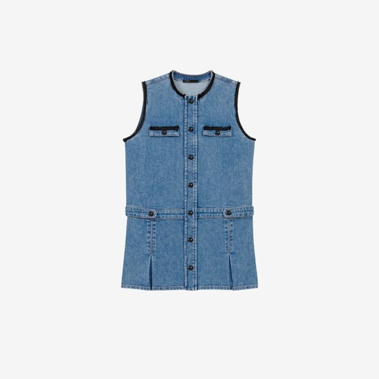 Đầm ngắn denim viền ren
