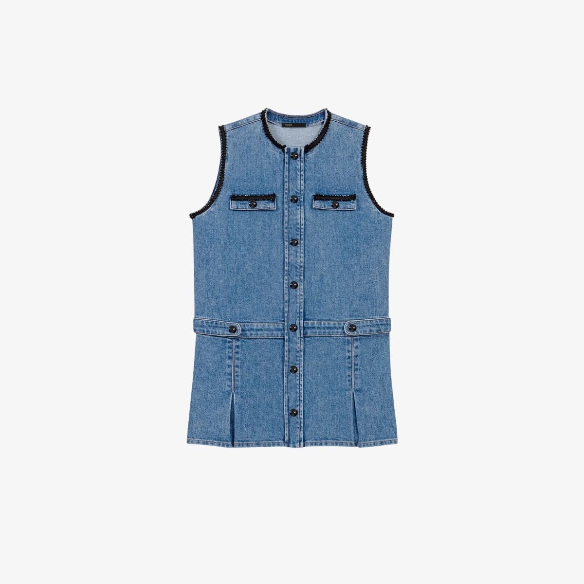Đầm ngắn denim viền ren