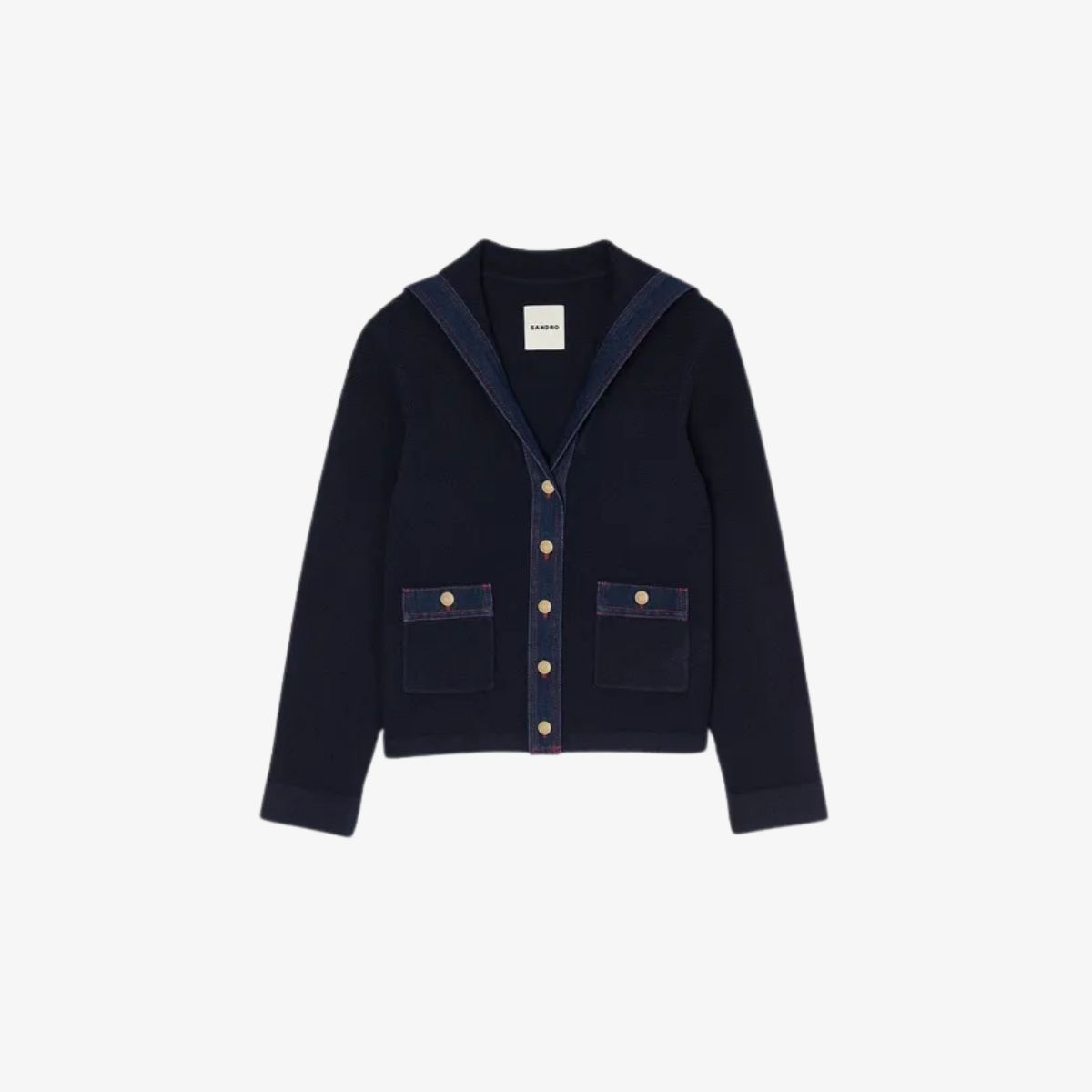 Áo cardigan phối denim