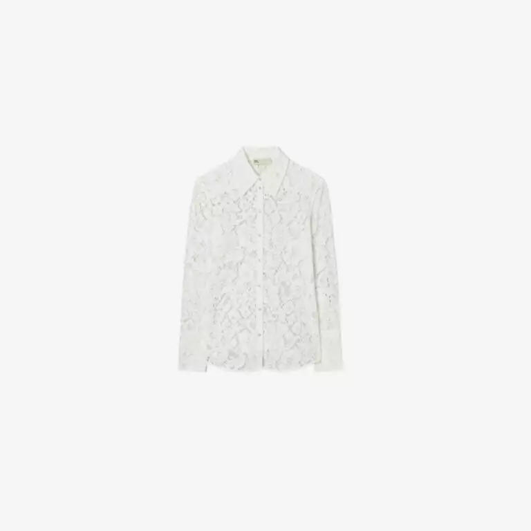 Áo Cuffed Lace Buttondown trắng