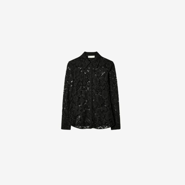 Áo Cuffed Lace Buttondown đen