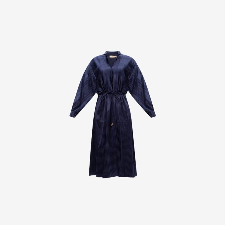 Váy Striped Satin Drawstring Dress