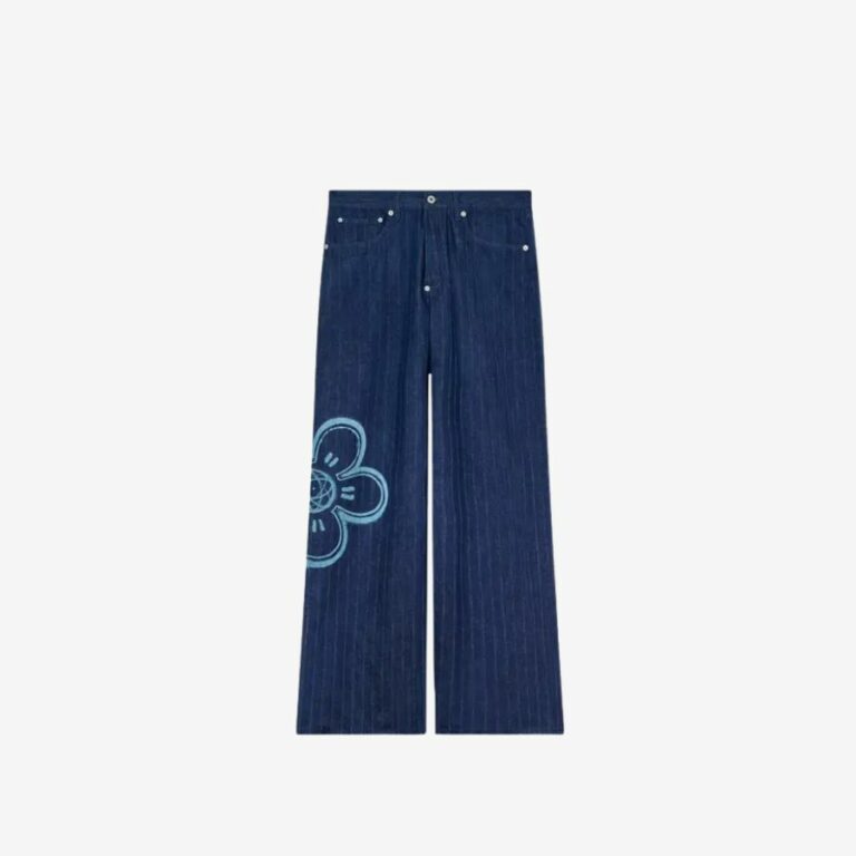 Quần jeans ống rộng xắn gấu vải denim Kenzo x Futura 2000