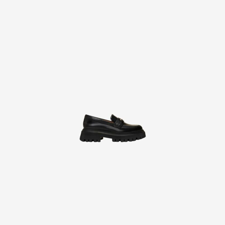 Giày lười da đế cao black
