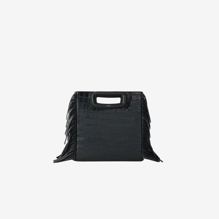 Túi M dập nổi da cá sấu dark green