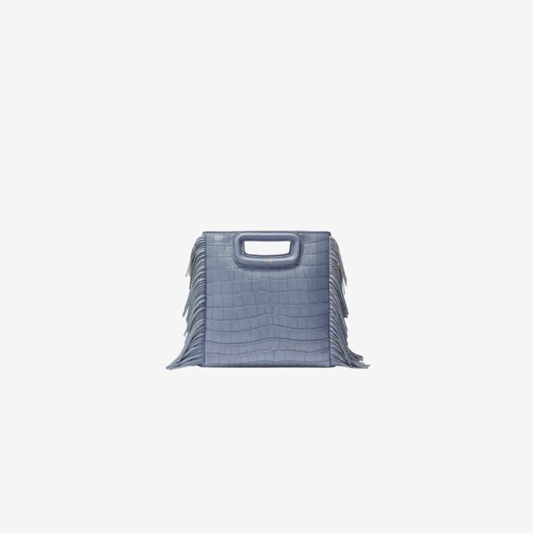 Túi M dập nổi da cá sấu blue