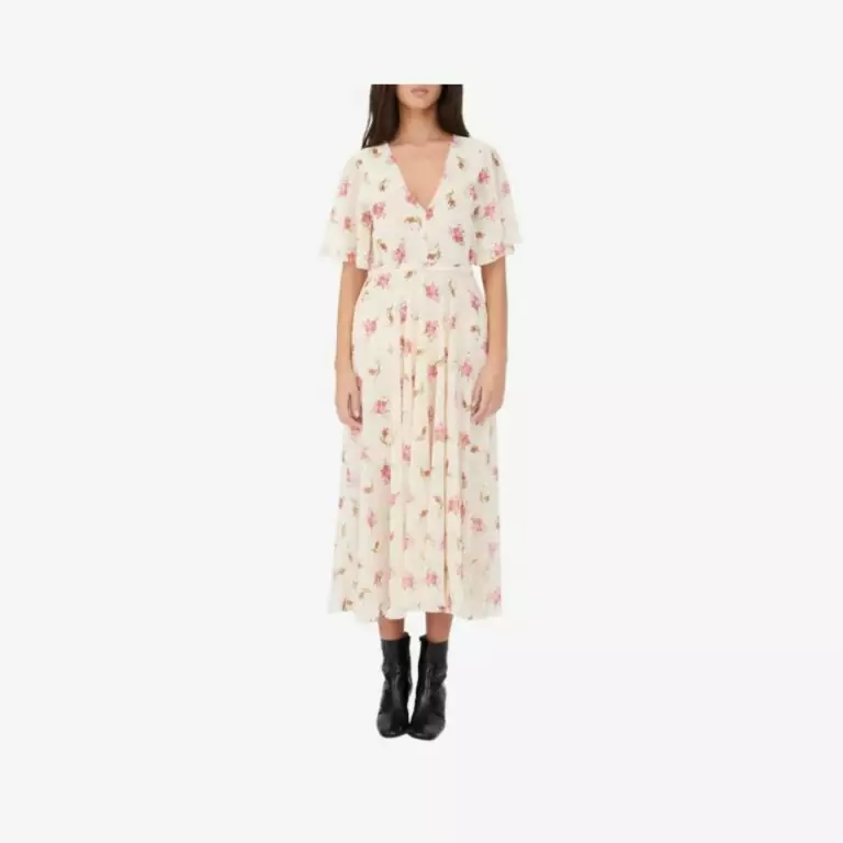 Váy midi họa tiết hoa Grunge màu trắng