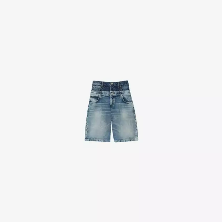 Quần short denim cạp đôi