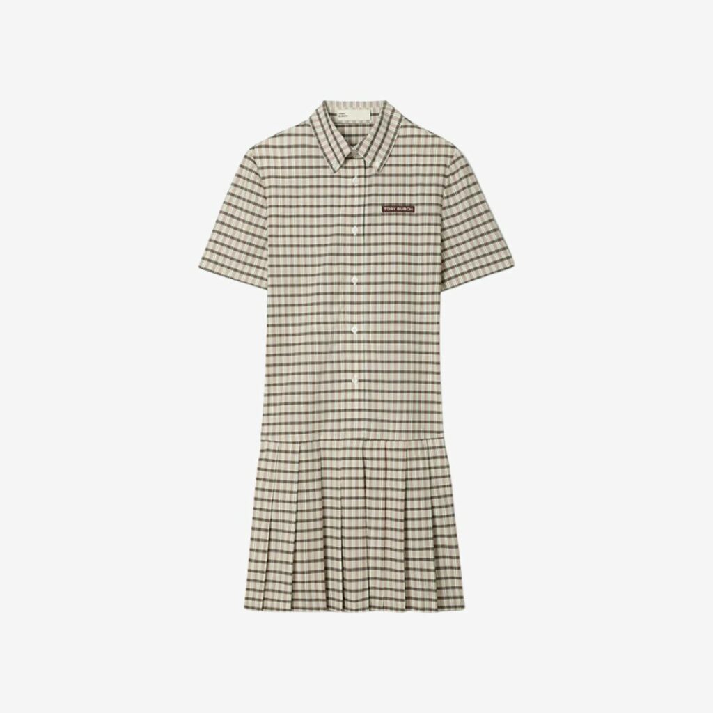 Đầm golf Plaid Drop Waist Pleated